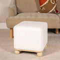 Storied Home Square Boucle Upholstered Ottoman, Cream