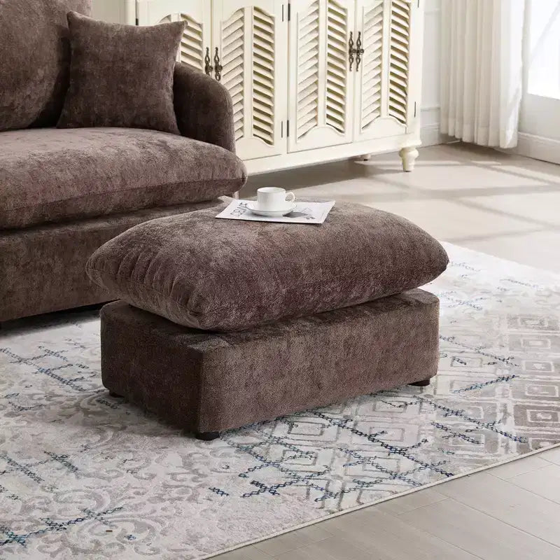 GDFStudio Sidney Modern 46 Chenille Upholstered Swivel Accent Chair with Ottoman and 3 Drawers