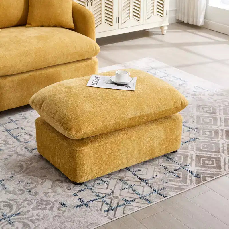 GDFStudio Sidney Modern 46 Chenille Upholstered Swivel Accent Chair with Ottoman and 3 Drawers