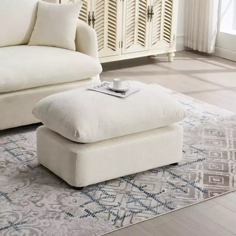 GDFStudio Sidney Modern 46 Chenille Upholstered Swivel Accent Chair with Ottoman and 3 Drawers