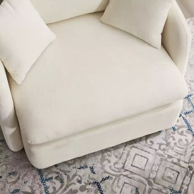 GDFStudio Sidney Modern 46 Chenille Upholstered Swivel Accent Chair with Ottoman and 3 Drawers