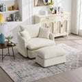 GDFStudio Sidney Modern 46 Chenille Upholstered Swivel Accent Chair with Ottoman and 3 Drawers
