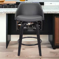 HomeRoots 30 Gray And Black Iron Swivel Low Back Bar Height Bar Chair