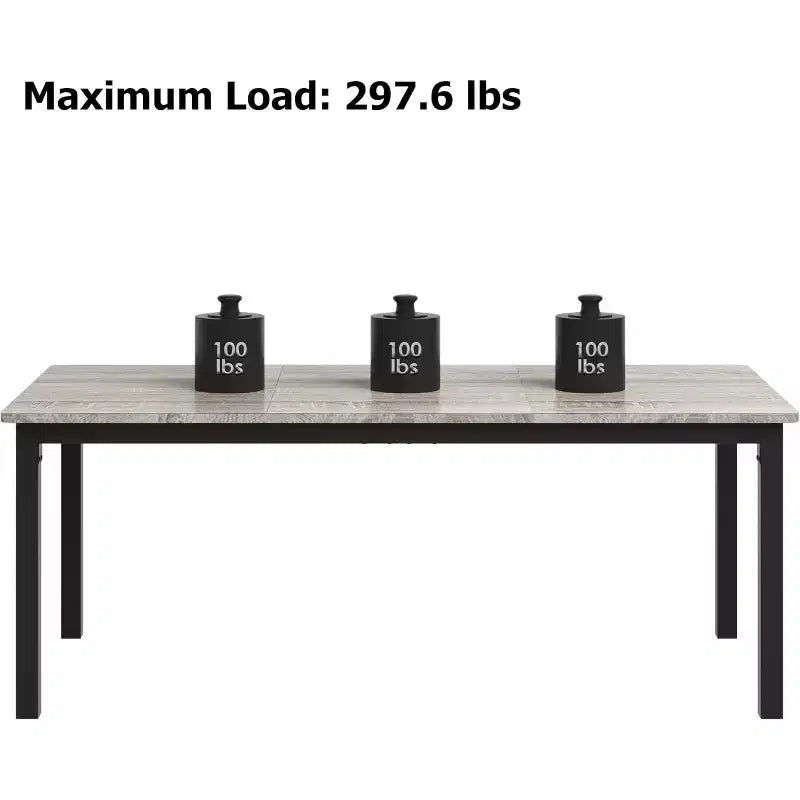 Industrial Dining Table for 6-8 People, Wooden Rectangle Dinner Kitchen Table, Office Conference Desk for Dining Room, Living Room