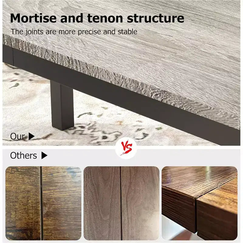 Industrial Dining Table for 6-8 People, Wooden Rectangle Dinner Kitchen Table, Office Conference Desk for Dining Room, Living Room