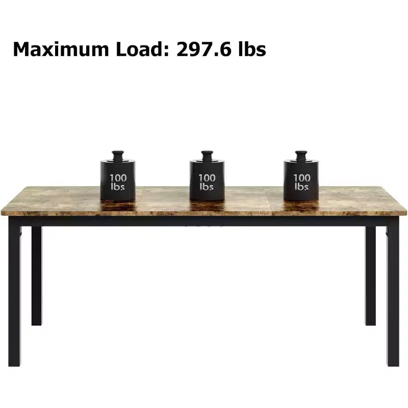 Industrial Dining Table for 6-8 People, Wooden Rectangle Dinner Kitchen Table, Office Conference Desk for Dining Room, Living Room