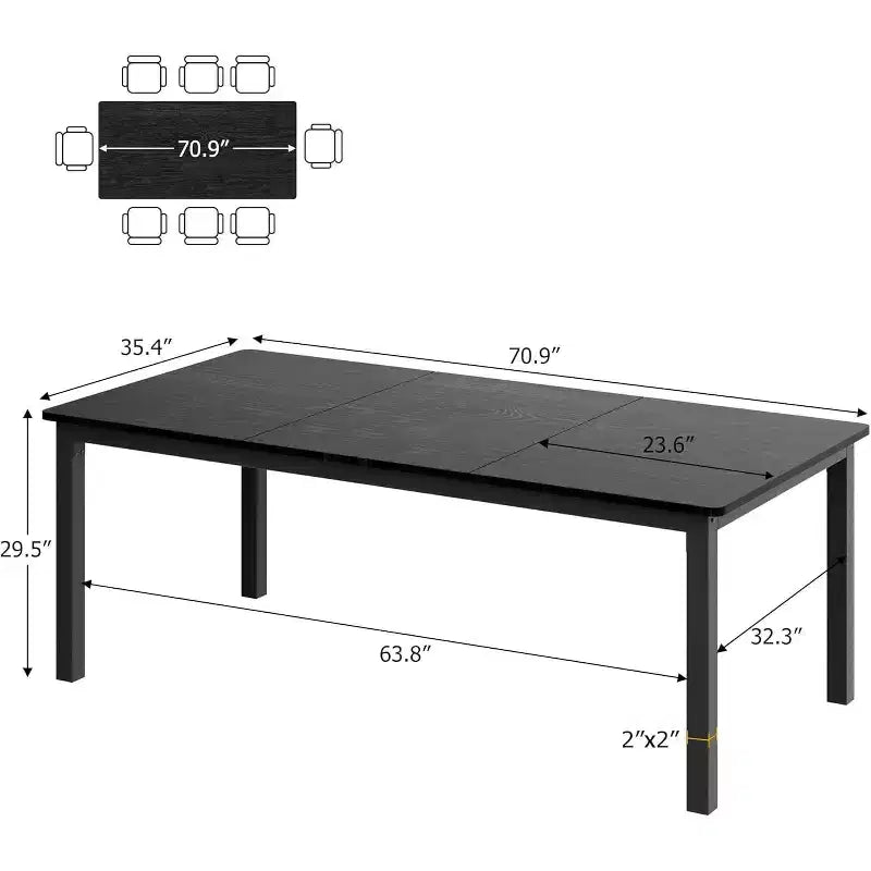 Industrial Dining Table for 6-8 People, Wooden Rectangle Dinner Kitchen Table, Office Conference Desk for Dining Room, Living Room