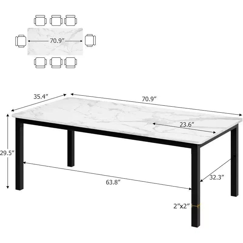 Industrial Dining Table for 6-8 People, Wooden Rectangle Dinner Kitchen Table, Office Conference Desk for Dining Room, Living Room