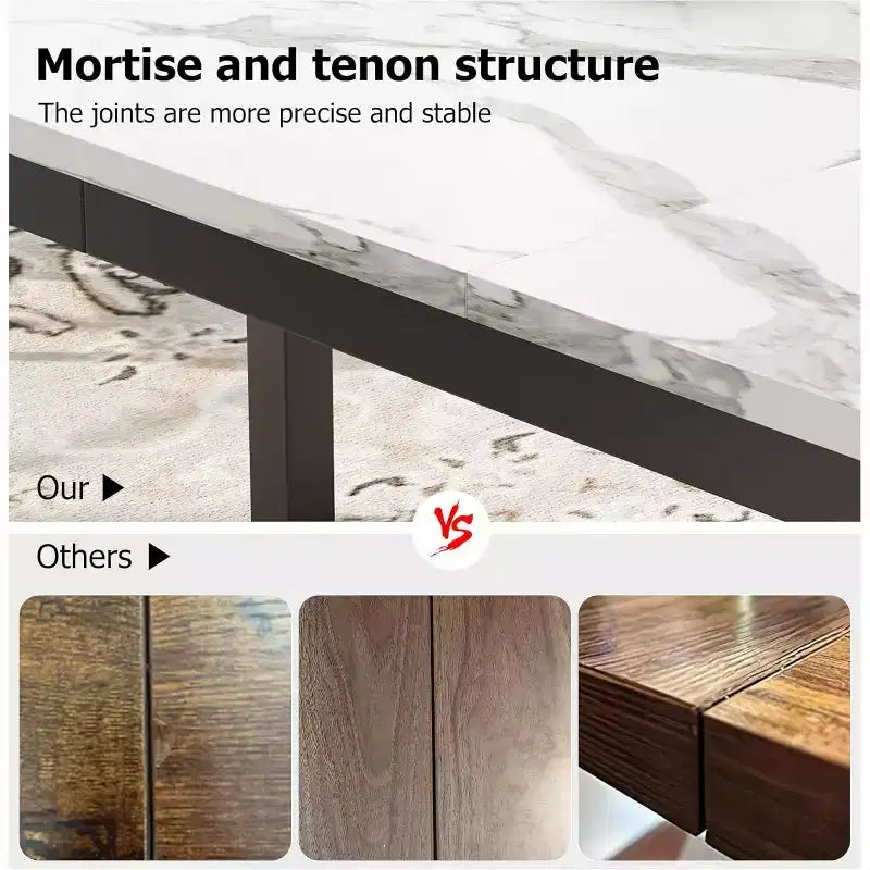 Industrial Dining Table for 6-8 People, Wooden Rectangle Dinner Kitchen Table, Office Conference Desk for Dining Room, Living Room