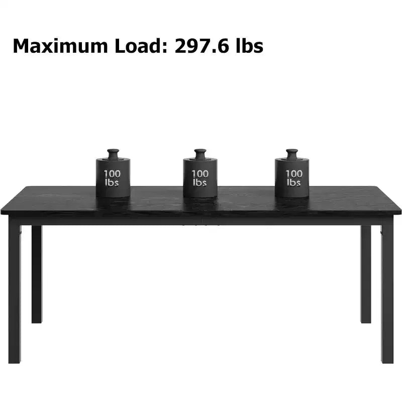 Industrial Dining Table for 6-8 People, Wooden Rectangle Dinner Kitchen Table, Office Conference Desk for Dining Room, Living Room