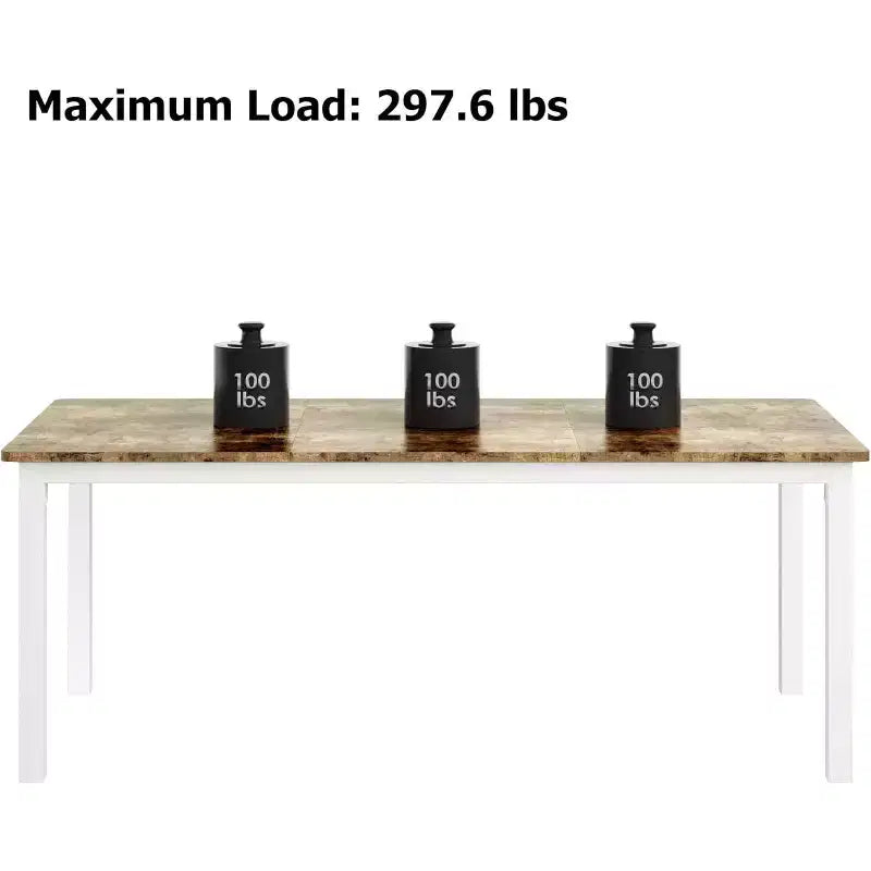 Industrial Dining Table for 6-8 People, Wooden Rectangle Dinner Kitchen Table, Office Conference Desk for Dining Room, Living Room