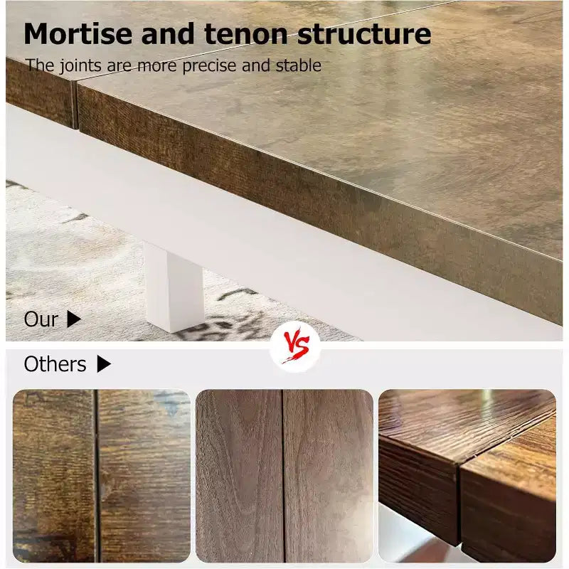 Industrial Dining Table for 6-8 People, Wooden Rectangle Dinner Kitchen Table, Office Conference Desk for Dining Room, Living Room