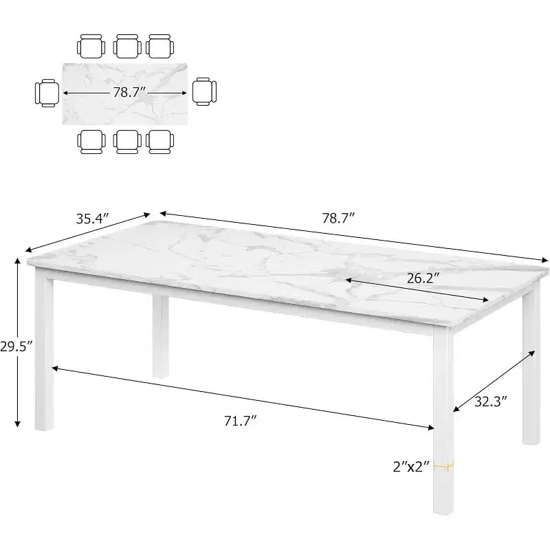 Industrial Dining Table for 6-8 People, Wooden Rectangle Dinner Kitchen Table, Office Conference Desk for Dining Room, Living Room