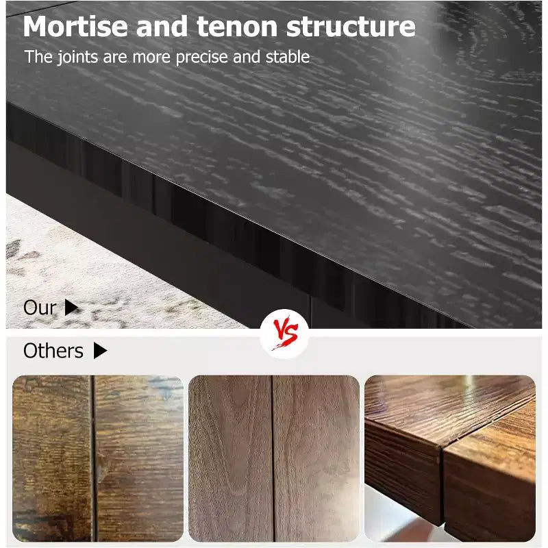 Industrial Dining Table for 6-8 People, Wooden Rectangle Dinner Kitchen Table, Office Conference Desk for Dining Room, Living Room