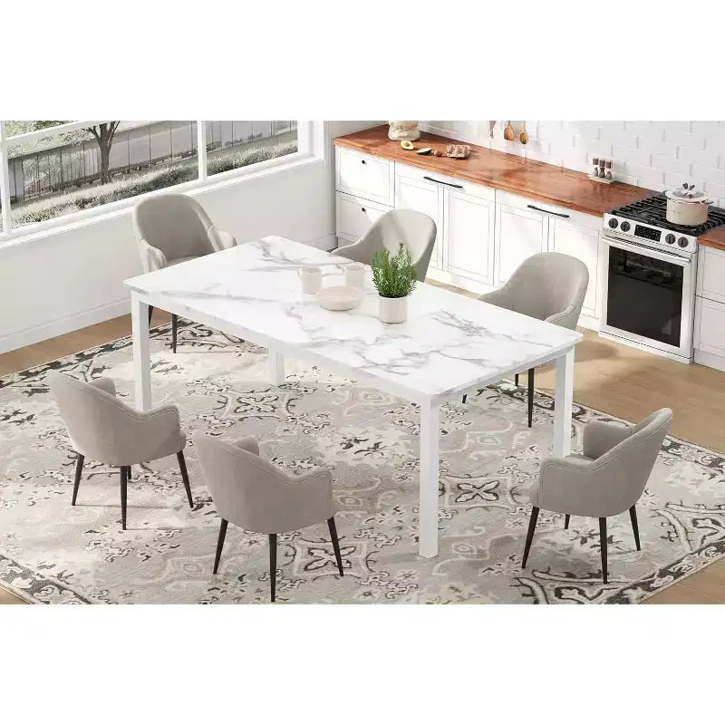 Industrial Dining Table for 6-8 People, Wooden Rectangle Dinner Kitchen Table, Office Conference Desk for Dining Room, Living Room