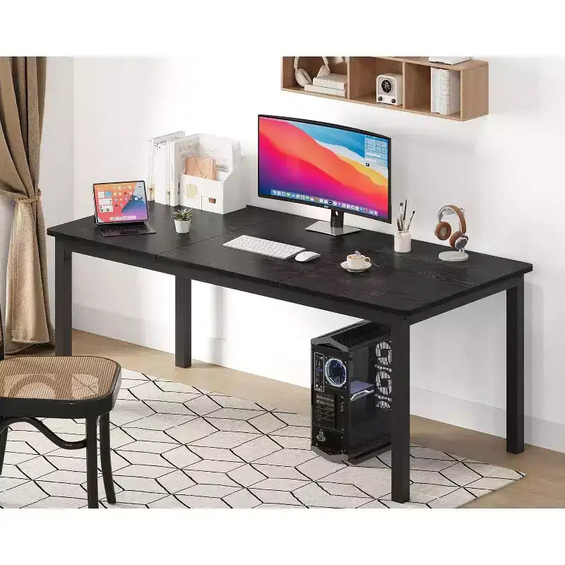 Industrial Dining Table for 6-8 People, Wooden Rectangle Dinner Kitchen Table, Office Conference Desk for Dining Room, Living Room