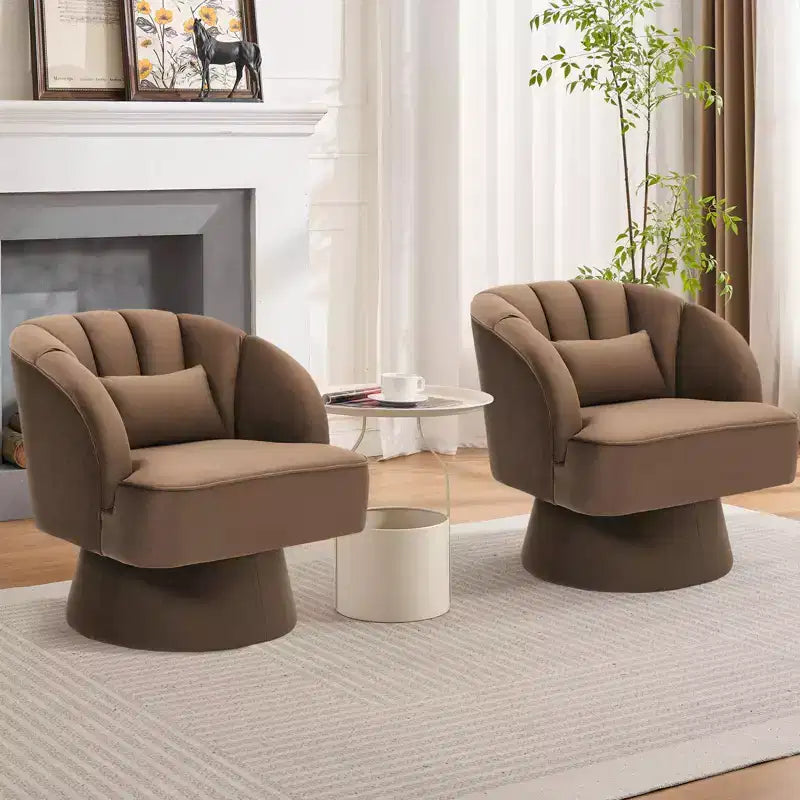 GustoWave Swivel Accent Chair with Armrests, 360 Mid-Century Velvet Barrel Chair, Modern Armchair for Living Room