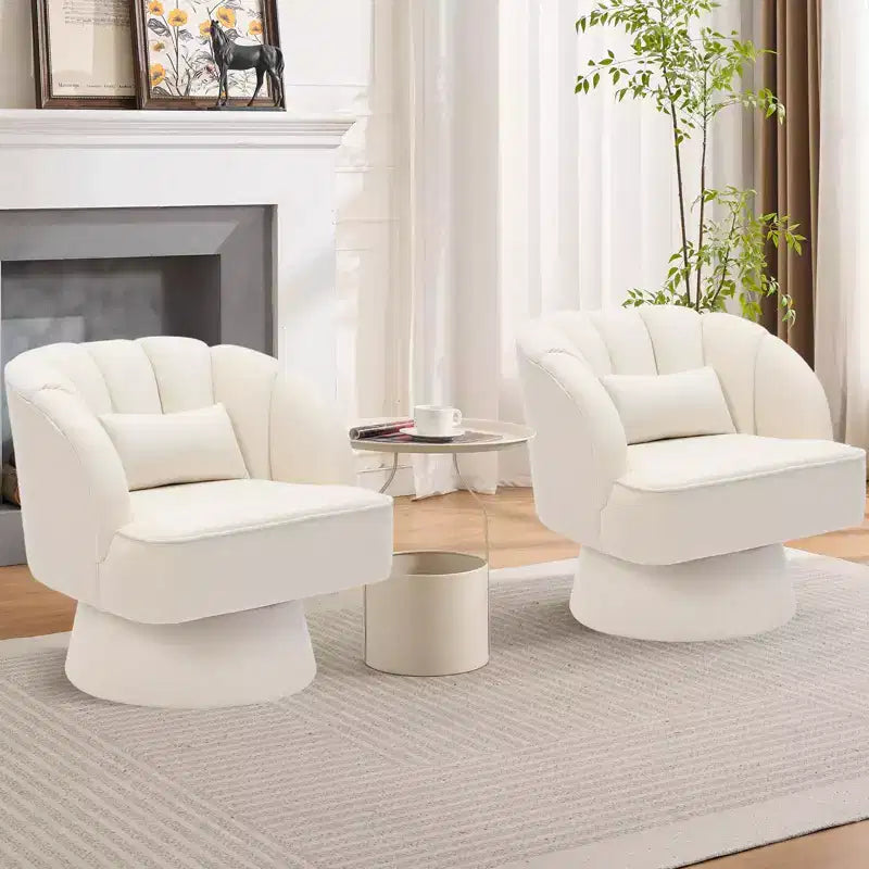 GustoWave Swivel Accent Chair with Armrests, 360 Mid-Century Velvet Barrel Chair, Modern Armchair for Living Room