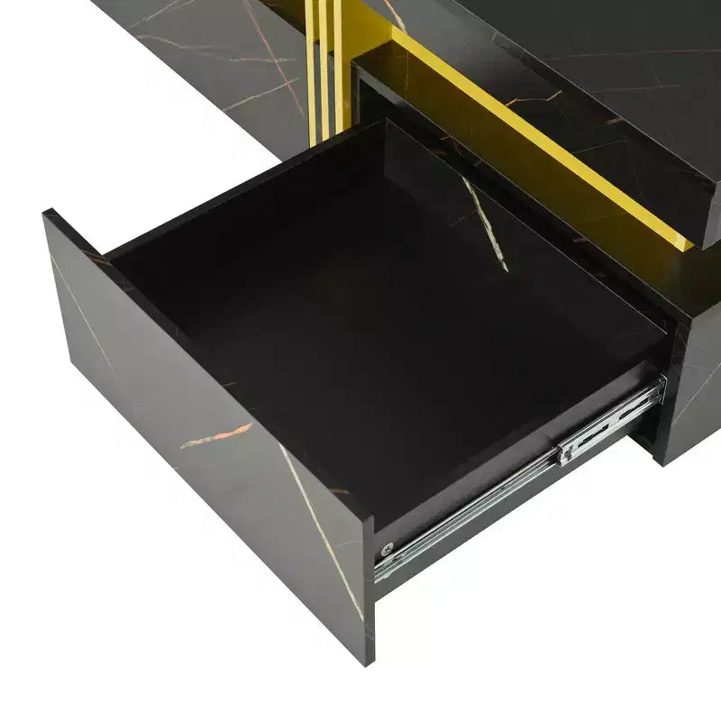 Whisen Modern Square Storage Coffee Table with 4 Drawers, Luxurious Accents, Spacious Tabletop & Ample Storage
