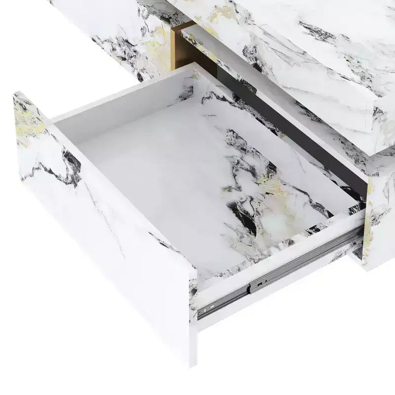 Whisen Modern Square Storage Coffee Table with 4 Drawers, Luxurious Accents, Spacious Tabletop & Ample Storage