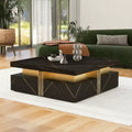 Whisen Modern Square Storage Coffee Table with 4 Drawers, Luxurious Accents, Spacious Tabletop & Ample Storage